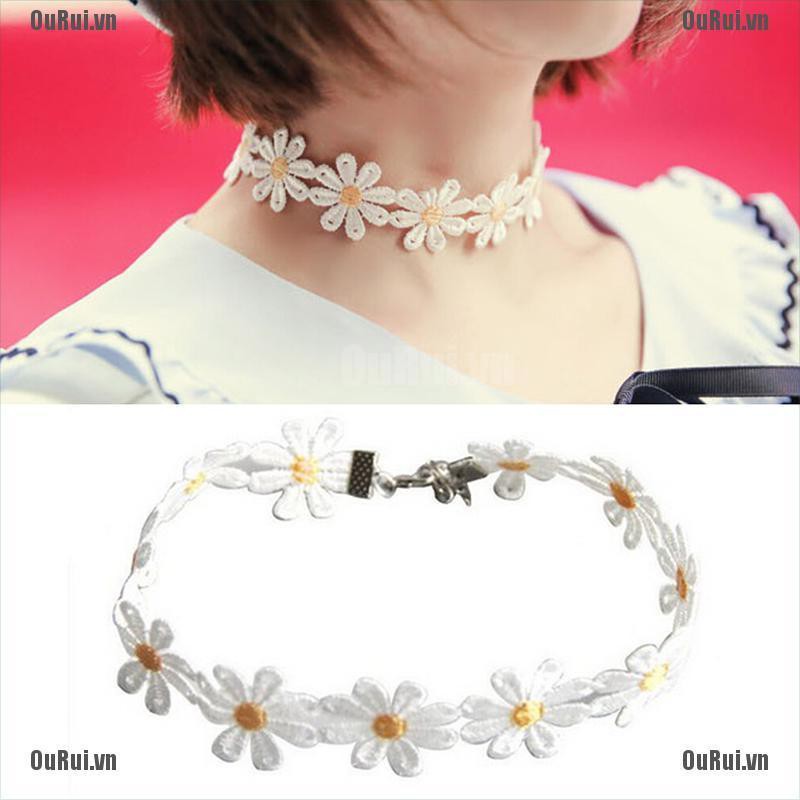 Vòng Cổ Choker Họa Tiết Hoa Cúc Vàng Trắng Xinh Xắn Cho Nữ