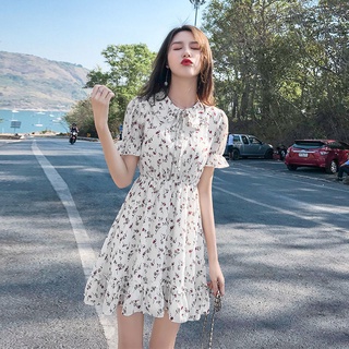 Dress women summer 2022 new small chiffon flower dress gentle fairy legs show thin temperament dress