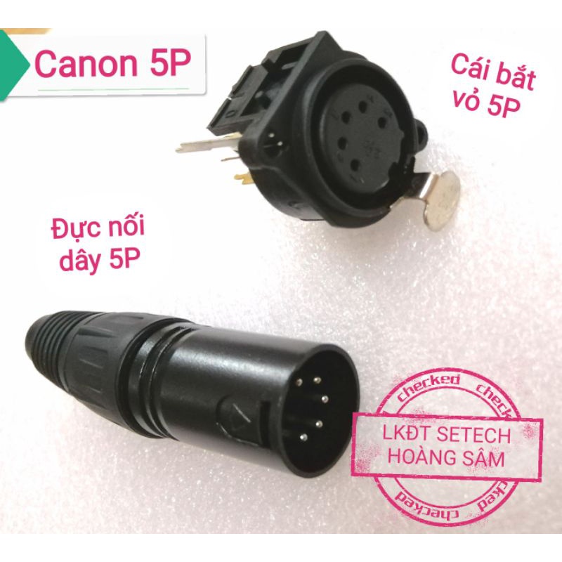 Đầu jack rắc cắm Canon 5P 5 chân đực nối dây cái bắt vỏ máy