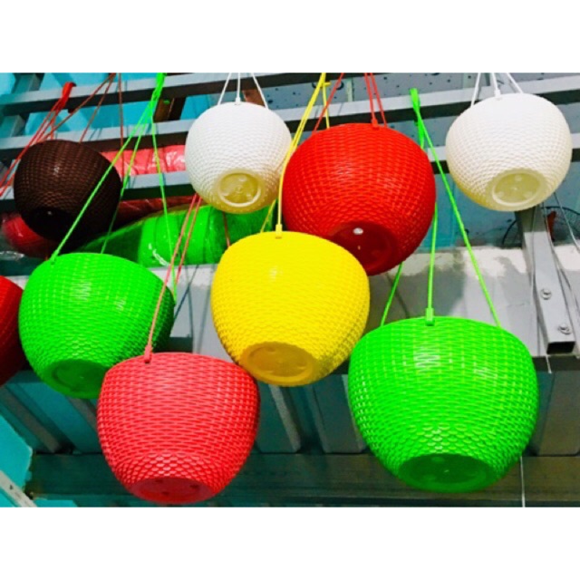 5 Bộ Chậu Nhựa Mây Treo/chậu tròn mây treo + tặng kèm dây treo - Set of Plastic Hanging Rattan Pots