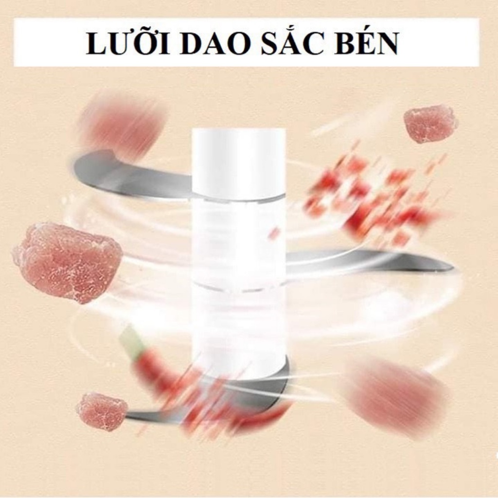 Máy Xay Tỏi Ớt Cầm Tay Mini Sạc Điện, Xay Thịt Ớt Hành Tỏi Rau Củ Quả Siêu Tiện Lợi
