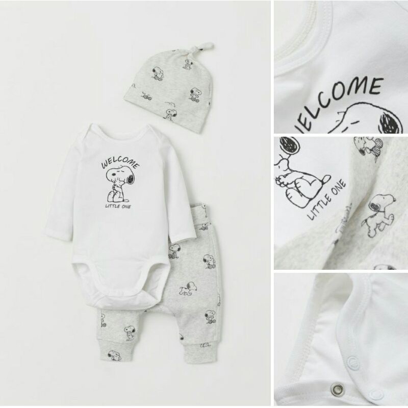 Set sơ sinh Snoopy săn sale HM US/UK sz 2-4, 4-6, 6-9