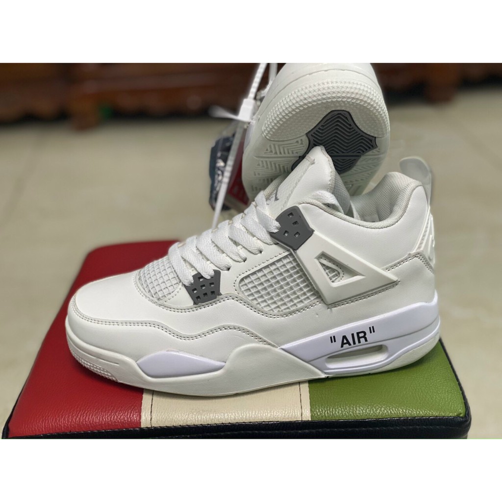 Giày air Jordan 4 trắng Full, Giày thể thao JD4 nam nữ siêu hot Fullboxbill+ tặng dây