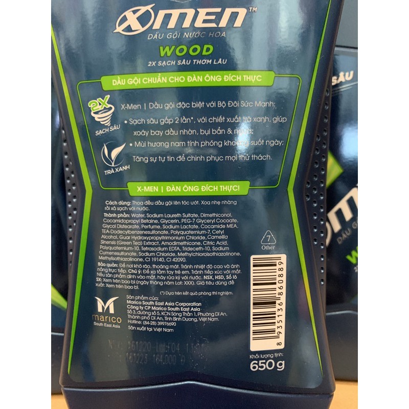 Dầu gội XMEN nước hoa chai 650g (Xanh Lá)