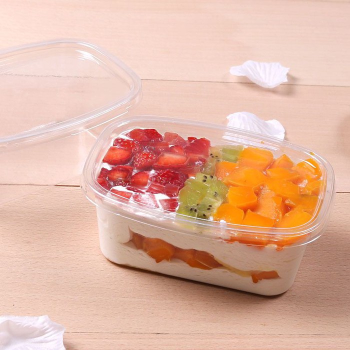Hộp nhựa XY092 - Hộp nhựa chữ nhật đựng bánh mousse - Hộp đựng tiramisu- Hộp đựng bánh Panna cotta
