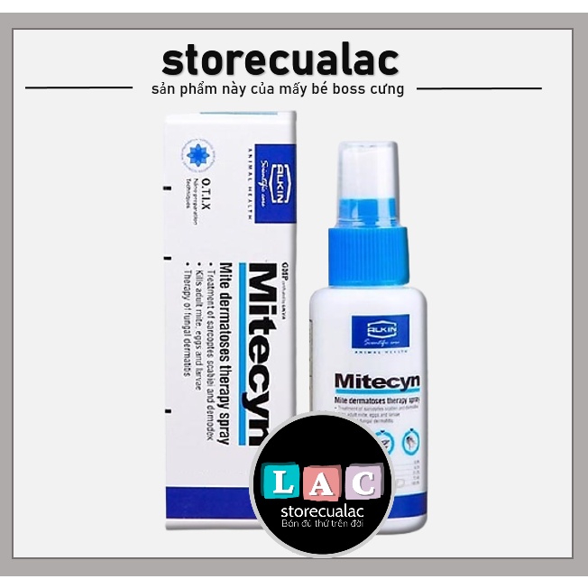 MITECYN - Chai xịt hỗ trợ chó mèo gặp tình trạng về da do ghẻ, nấm, vi khuẩn [Chai xịt 50ml]