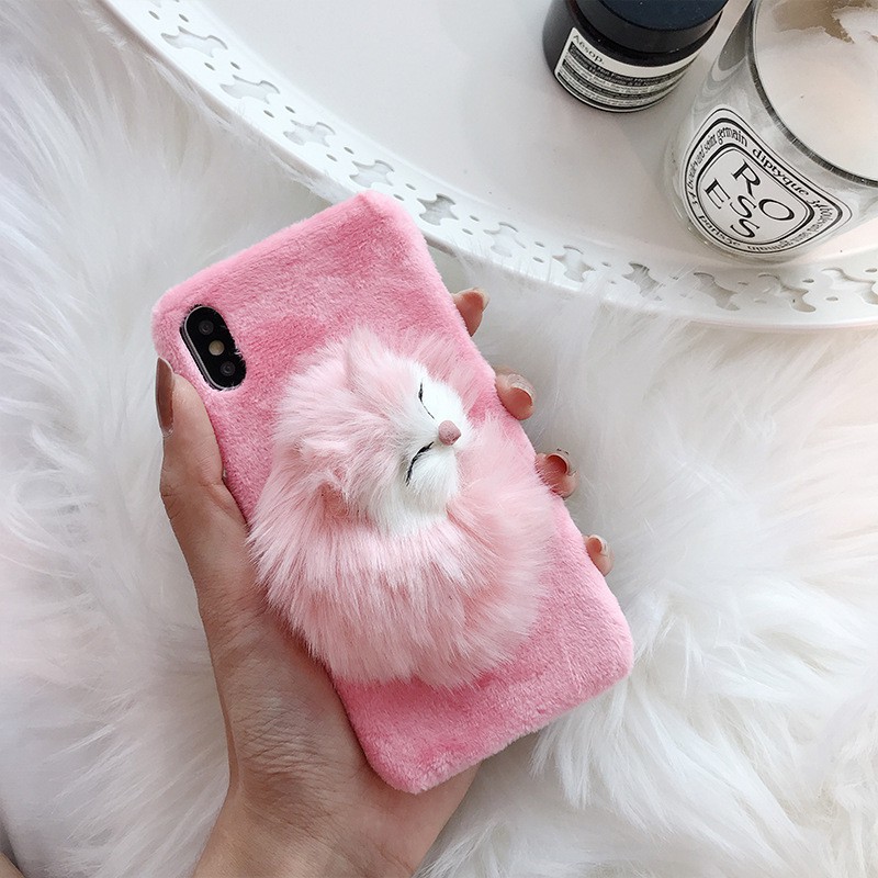 Ốp Iphone Mèo ngủ nhung mềm 6/6s,6Plus/6sPlus,7/8,7Plus/8Plus,X/Xs,XsMax