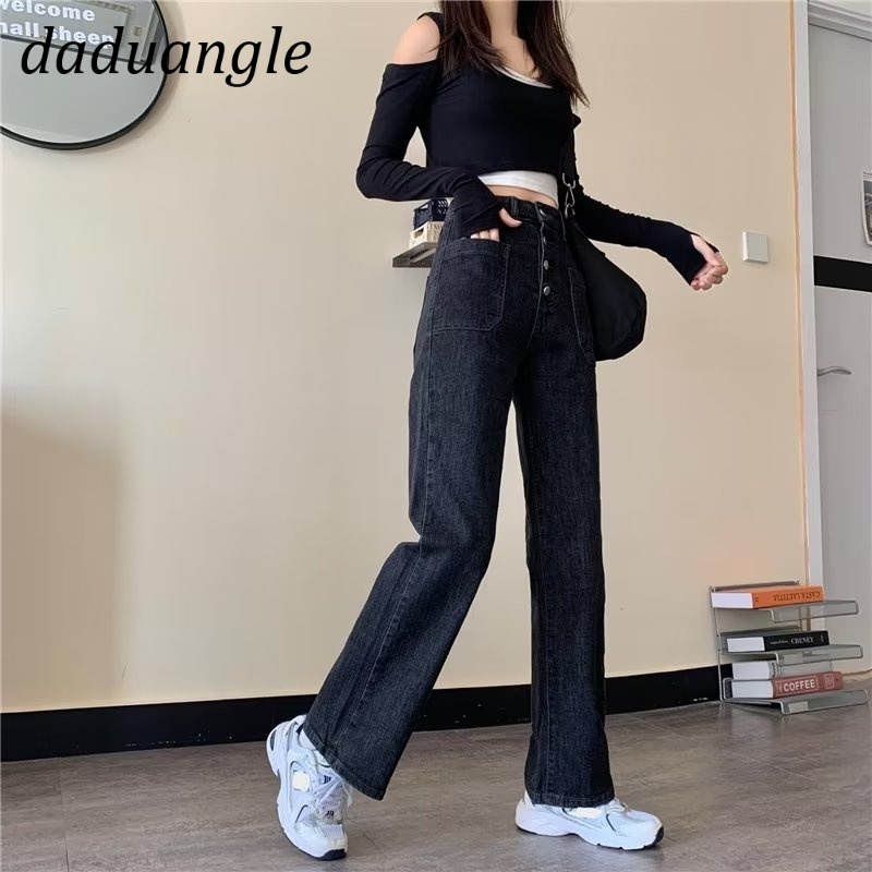 Quần jean Daduhey lưng cao nhiều nút thời trang phong cách Hàn Quốc cho nữ