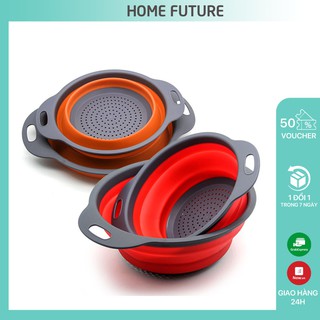 Combo 2 Rổ Nhựa Silicon Gấp Gọn Tiện Lợi Cho Nhà Bếp, Tiết Kiệm Không Gian
