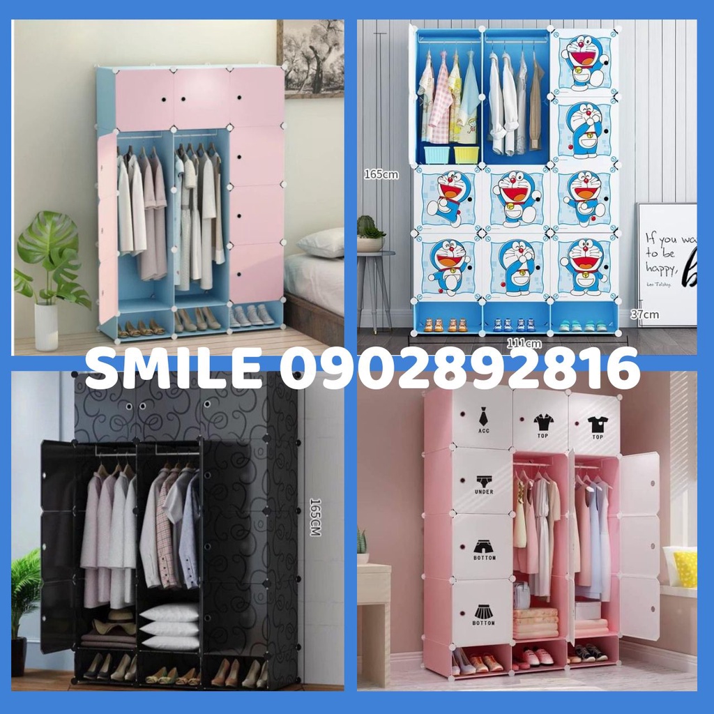 [Tặng Búa Gỗ] Tủ Nhựa Đa Năng 12 Ô Lớn Và 3 Ô Giày Để Quần Áo, Để Đồ Dùng Thông Minh Dễ Lắp Ghép