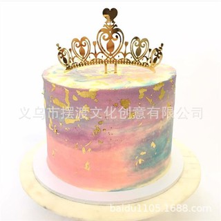 Phụ kiện trang trí bánh sinh nhật_Topper mica vương miện vàng