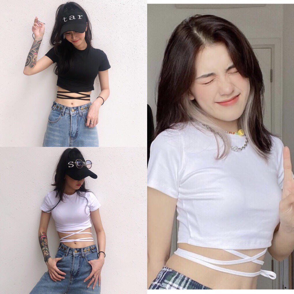 Áo Croptop Thun Body Dây Đan Eo ❤️ Áo croptop nữ chất thun co giãn 4 chiều body SIÊU HOT ❤️