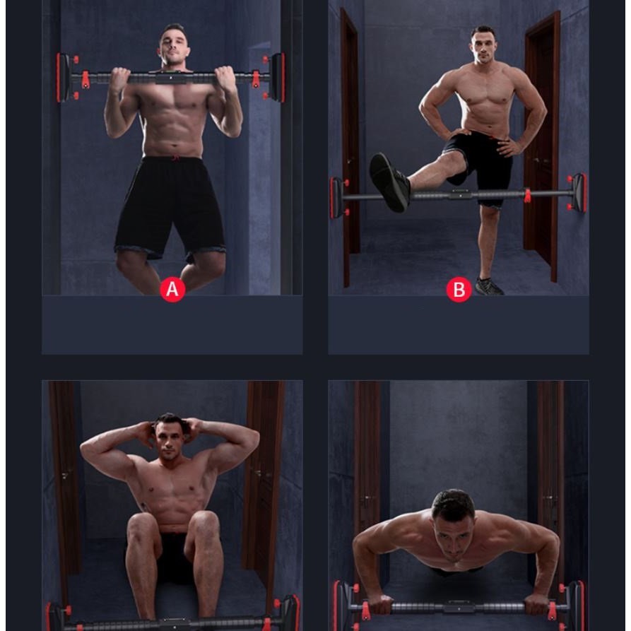 Xà đơn gắn cửa, treo tường bằng thép chịu lực có thước thăng bằng GoodFit GF201PU