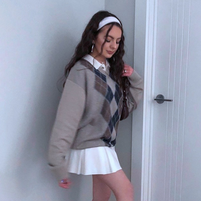 Áo Sweater Dệt Kim Tay Dài Thiết Kế Dáng Rộng Thoải Mái