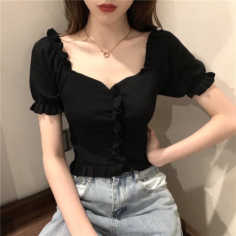 Áo Thun Tay Ngắn Cổ Chữ V Thời Trang Quyến Rũ Cho Nữ