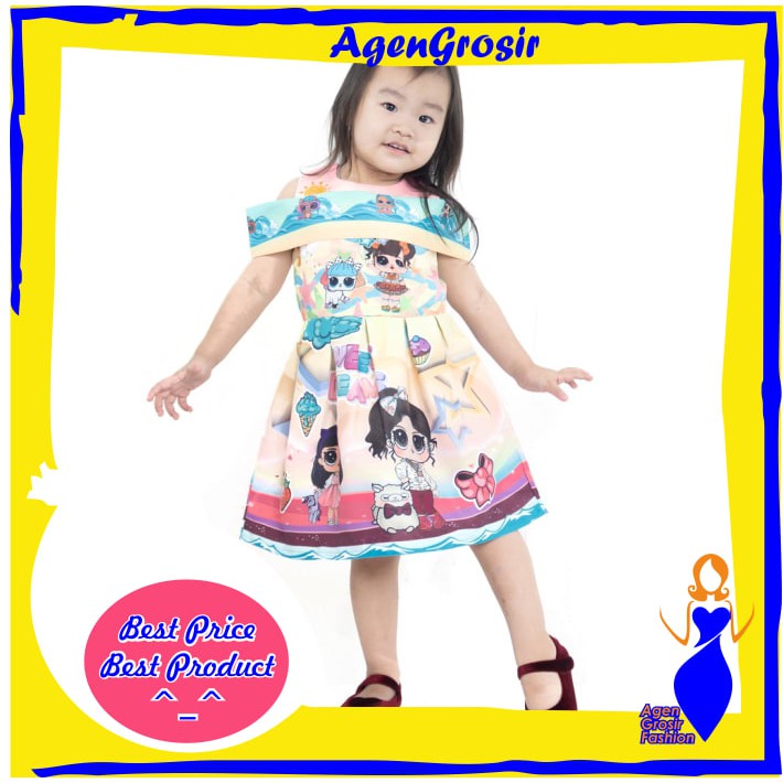 Đầm dạ hội vải Satin dễ thương cho bé gái