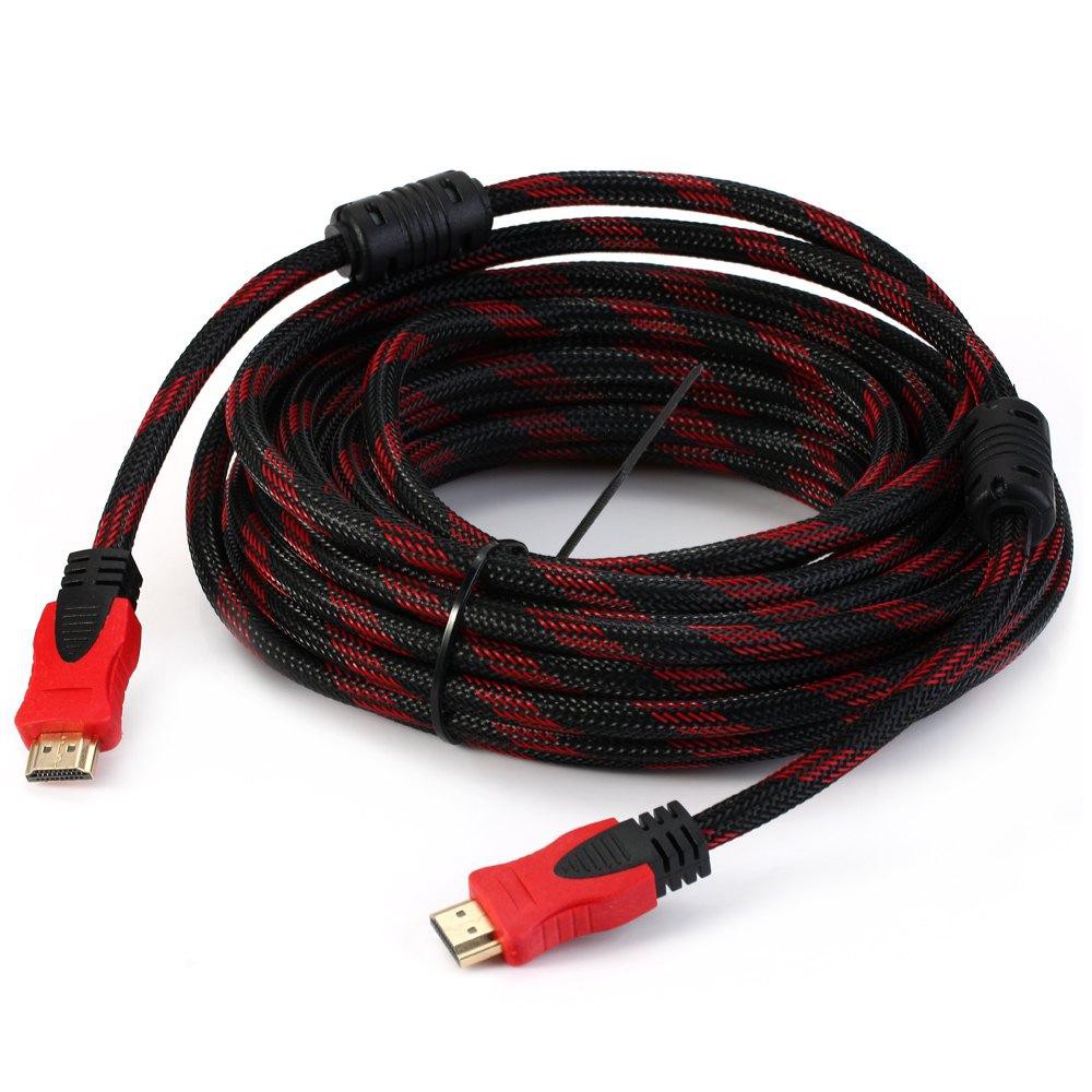 CÁP HDMI DÀI 10M BỌC DÙ ĐEN ĐỎ