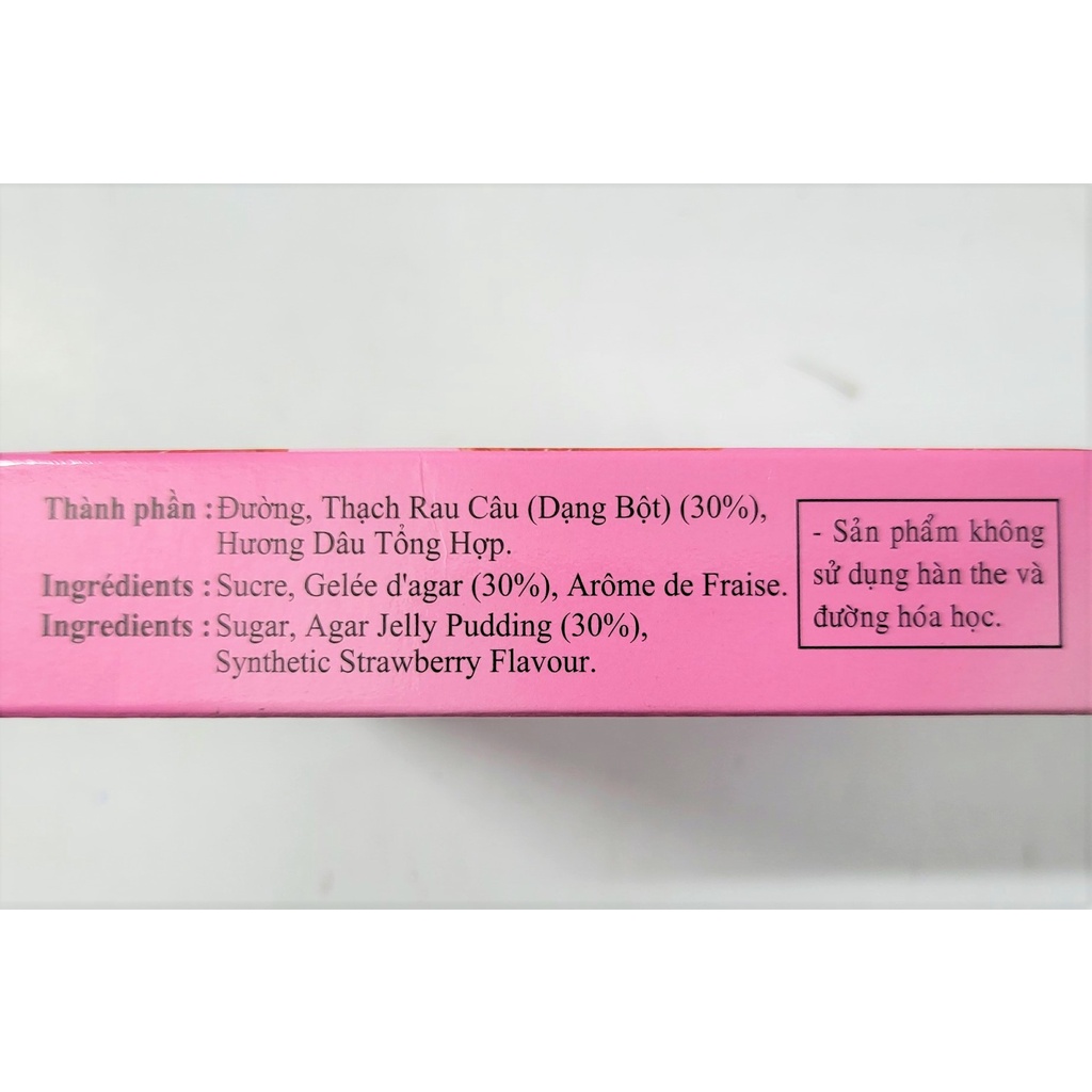 [Hộp 140g – HƯƠNG DÂU] BỘT THẠCH RAU CÂU PHA SẴN [VN] 3K Agar Jelly Pudding Strawberry Flavour