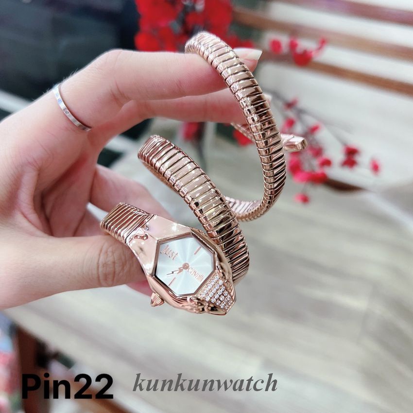 Đồng Hồ Nữ Just Cavalli Rắn Quấn Tay, Đầu Đính Pha Lê - Mặt 22mm