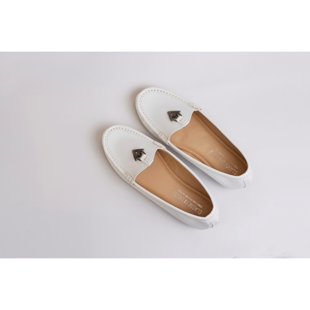 GIÀY MỌI MOCCASIN TRẮNG TAM GIÁC CRONUS CM002W | BigBuy360 - bigbuy360.vn