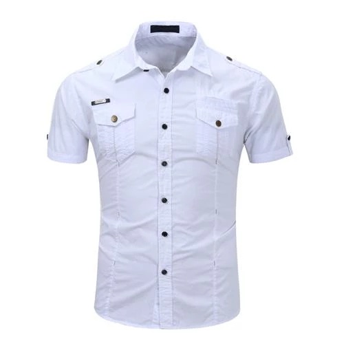 Áo sơ mi, Áo sơ mi nam cộc tay, 2 túi ngực hottrend màu Đen, Trắng trẻ trung phong cách mã- H40
