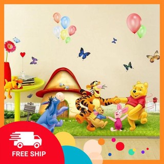 ⚡️𝗙𝗥𝗘𝗘𝗦𝗛𝗜𝗣⚡️ Decal dán tường Gấu pooh vui vẻ