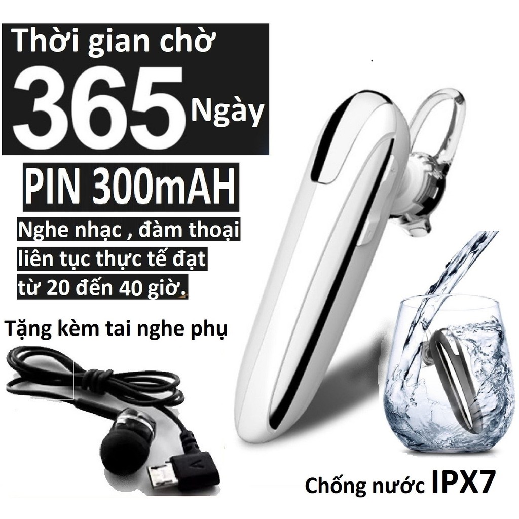 Tai nghe bluetooth X8 chip 5.0 PIN 300mAh, nghe nhạc và đàm thoại liên tục từ 20 đến 40 giờ ,tặng kèm tai phụ.