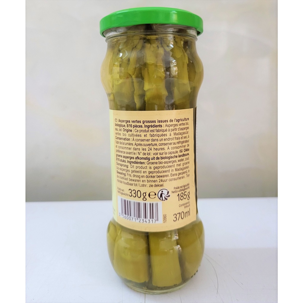 [Lọ 370ml] MĂNG TÂY XANH HỮU CƠ NGÂM NƯỚC MUỐI [Madagascar] CARREFOUR BIO Organic Green Asparagus In Brine (atp)