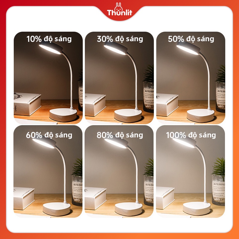 Đèn bàn đọc sách Thunlit bóng LED có thể sạc lại 1500mAh với 3 nhiệt độ màu
