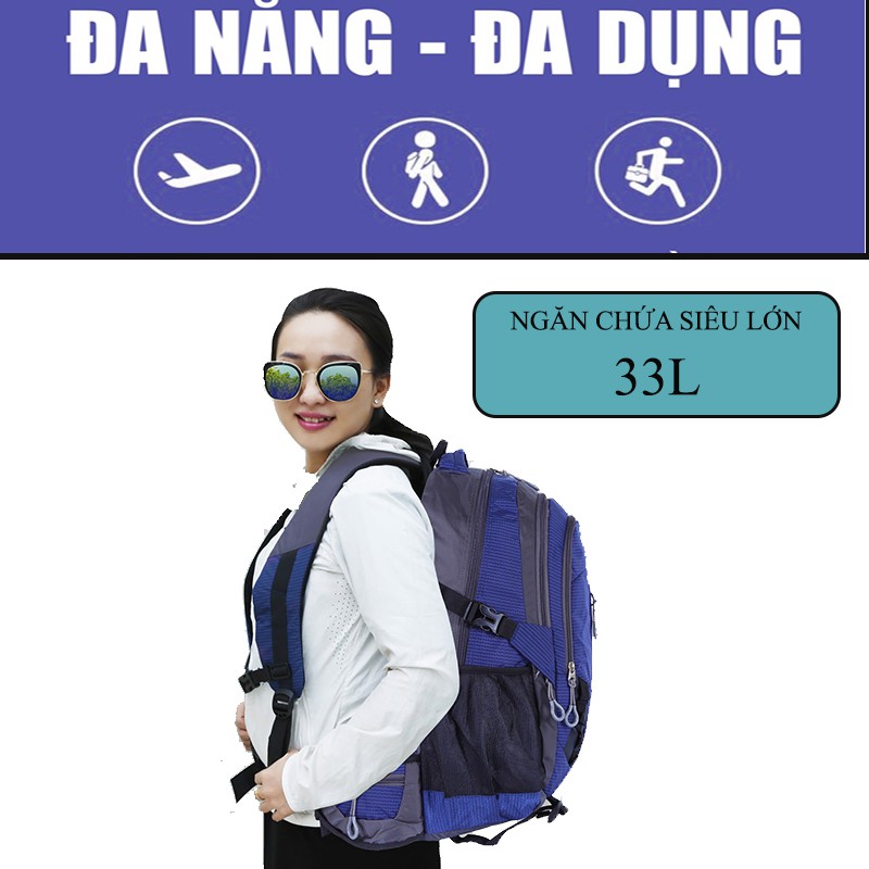 Balo du lịch phượt chất liệu trượt nước chống bám bụi ngăn chứa rộng rãi MITI BL8229