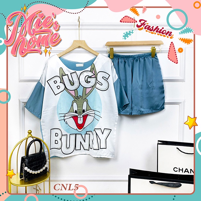 Đồ bộ nữ mặc nhà,bộ đùi lụa cổ tròn-Mie | BigBuy360 - bigbuy360.vn