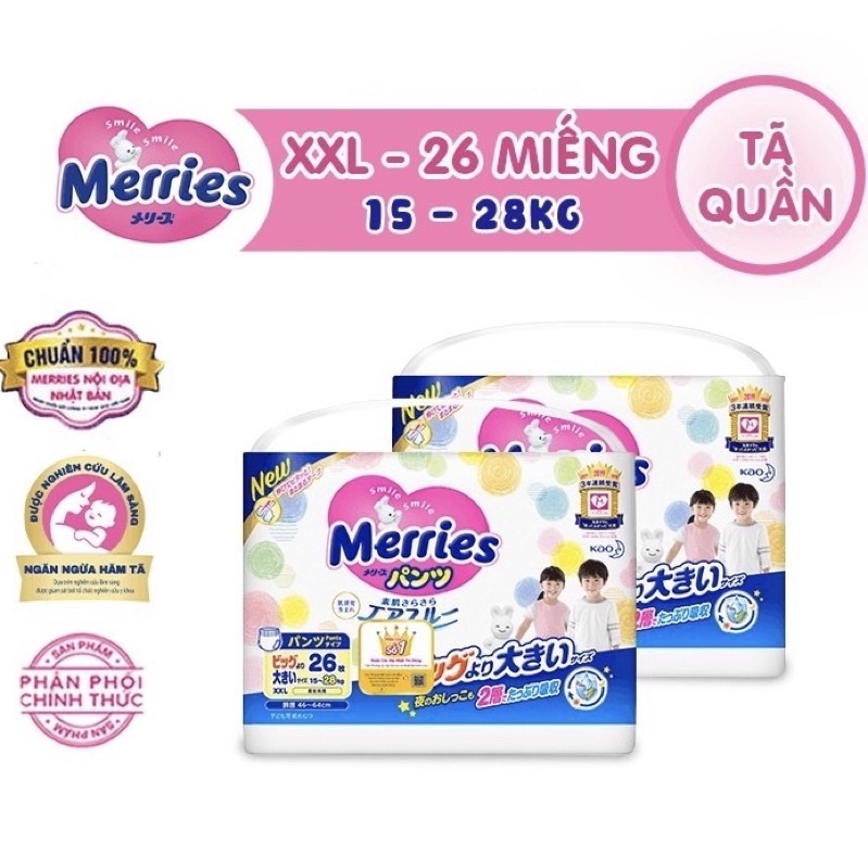 Combo 2 Tã/bỉm quần Merries size M / L / XL / XXL
