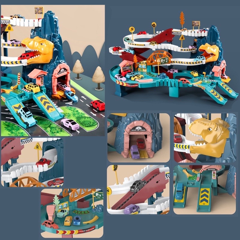 Đường hầm khủng long, bộ đường đua hầm sư tử kèm gara