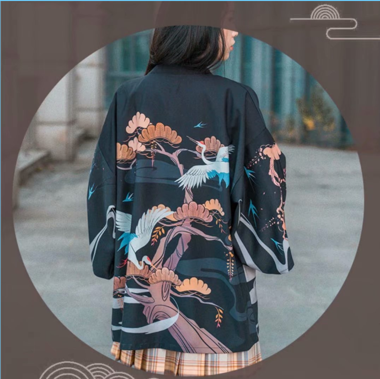 Áo Khoác Kimono Ngắn Tay In Họa Tiết Phong Cách Nhật Bản Dành Cho Nam