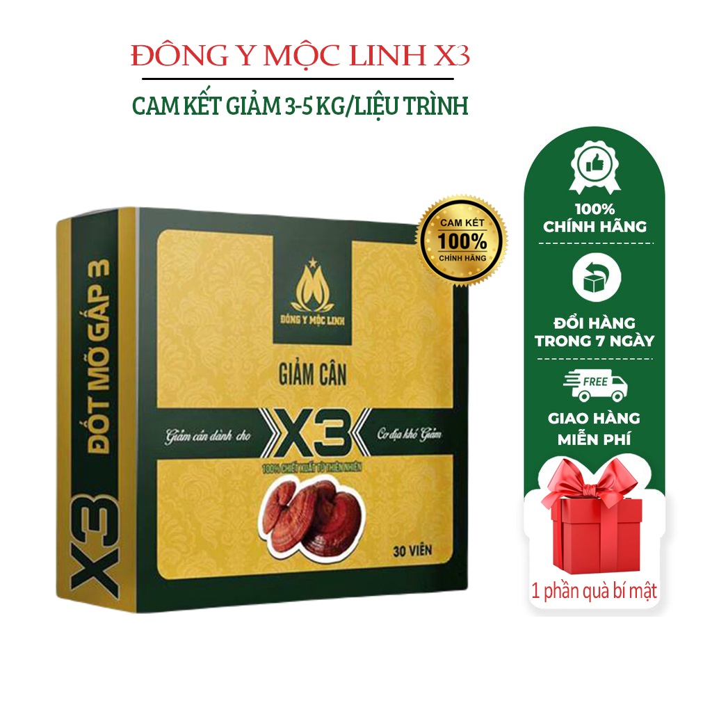 Giảm Cân slim X3 Đông Y Mộc Linh viên uống giảm cân nhanh cấp tốc trà thảo mộc không phải thuốc giảm cân