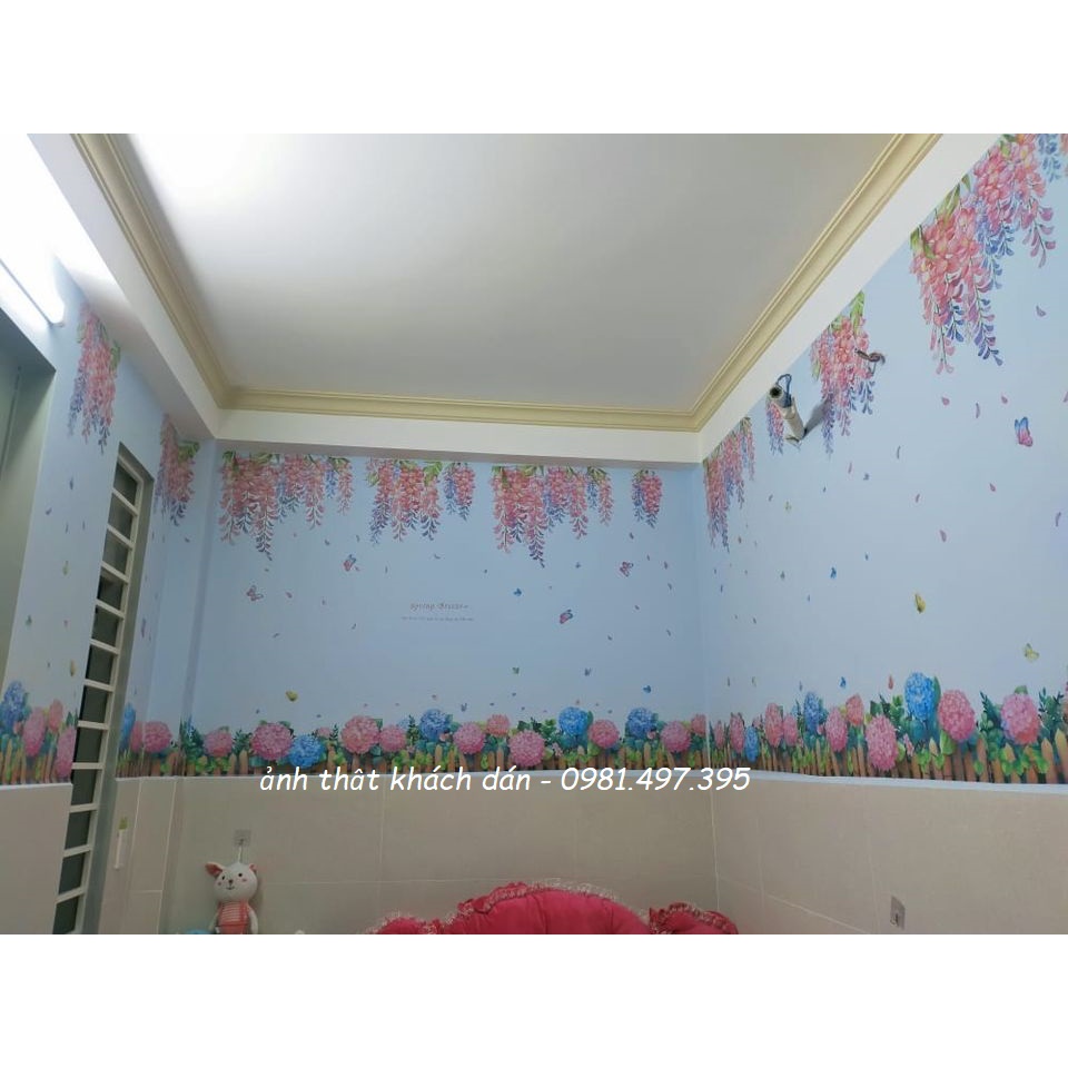 Decal dán tường  phong cách thiên nhiên tươi mát, trang trí phòng ngủ, phòng khách