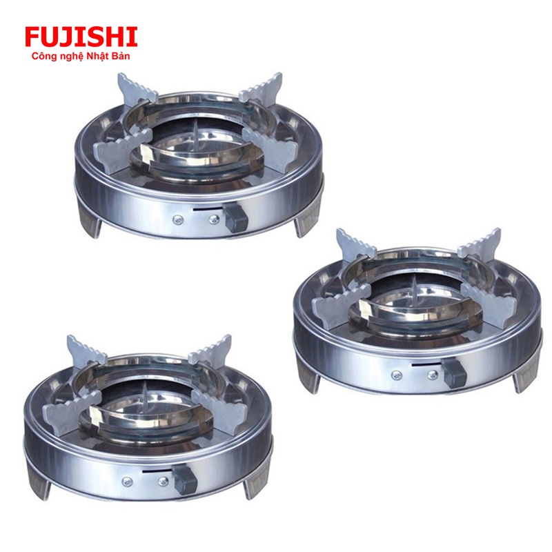 COMBO 3 cái Bếp cồn inox FUJISHI bếp lẩu cồn tròn mini - { HỎA TỐC } - Hàng Chính hãng