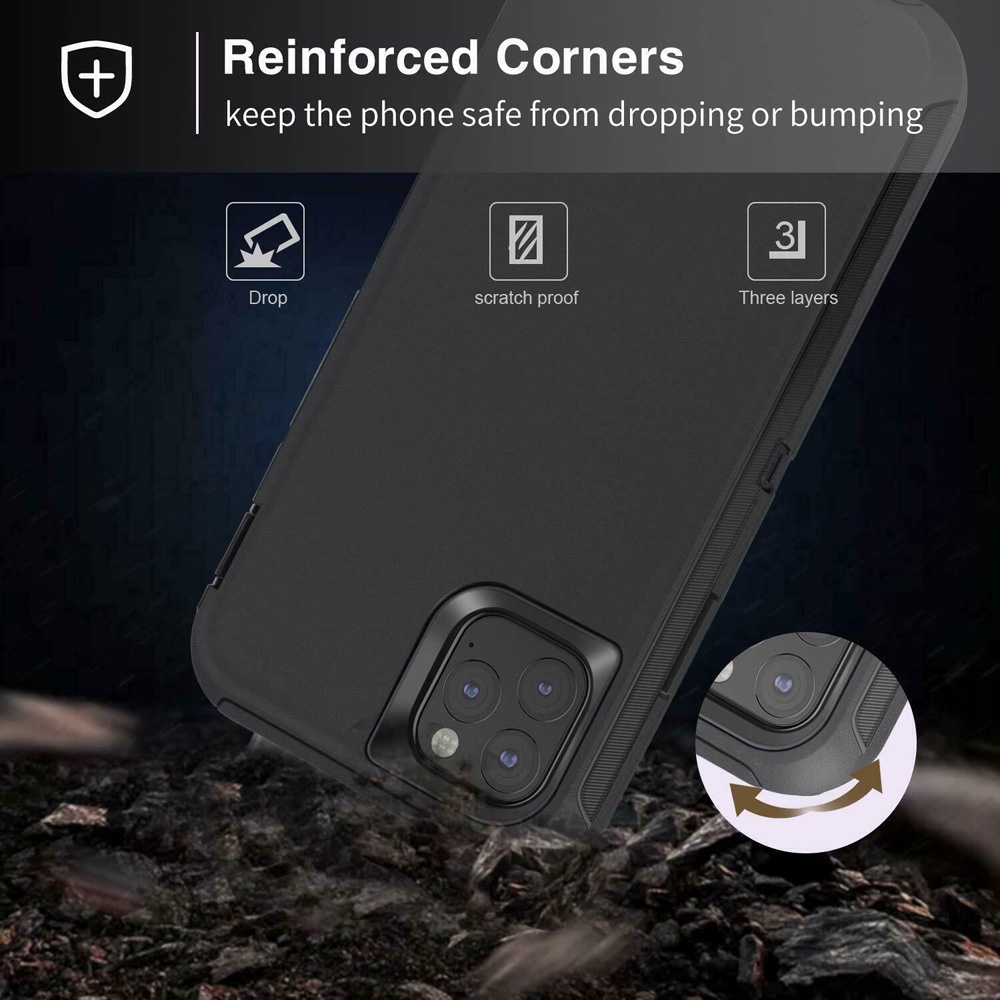 Ốp Điện Thoại Cao Su 3 Trong 1 Chống Sốc Bảo Vệ Toàn Diện Cho iPhone 11 11Pro 11 Pro Max