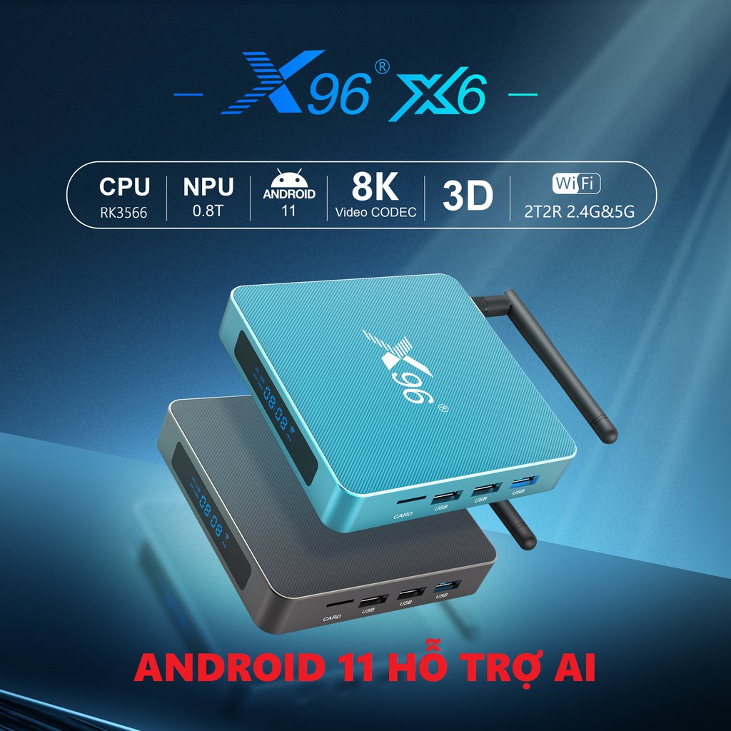 Android TV Box X96 X6, Android 11, Ram 8GB, CPU 64Bit RK3566