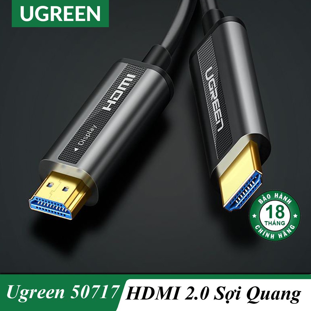Cáp HDMI 2.0 sợi quang hợp kim kẽm 10M CHÍP QUANG ĐIỆN hỗ trợ 4K/60Hz Ugreen 50717 - Chính hãng