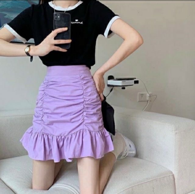 Chân váy đuôi cá nhún may kèm quần siêu xinh