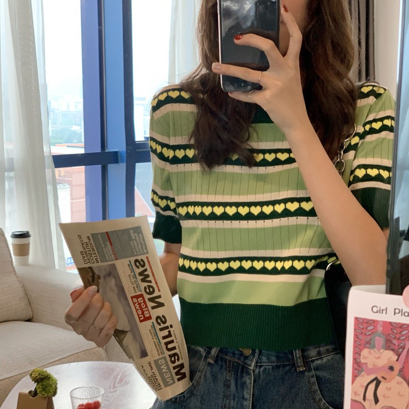 Áo Sweater Tay Lỡ In Hình Trái Tim Phong Cách Hàn Quốc Thời Trang Mùa Hè Mới Cho Nữ | BigBuy360 - bigbuy360.vn