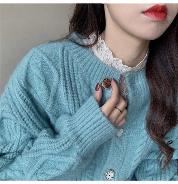 (Sẵn cam) Áo khoác len nhẹ cardigan pastel dáng ngắn (sơ mi ren trắng bán rời) ulzzang Hàn Quốc [Yannie] | BigBuy360 - bigbuy360.vn