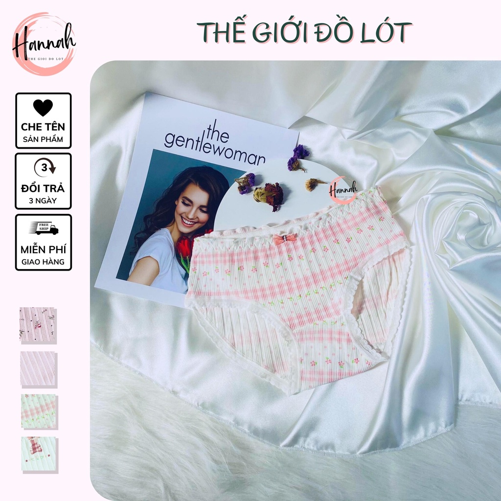 Set 4quần lót nữ len tâm cao cấp dễ thương hoạ tiết gấu nơ làm quà tặng HANNAH SECRET QL025