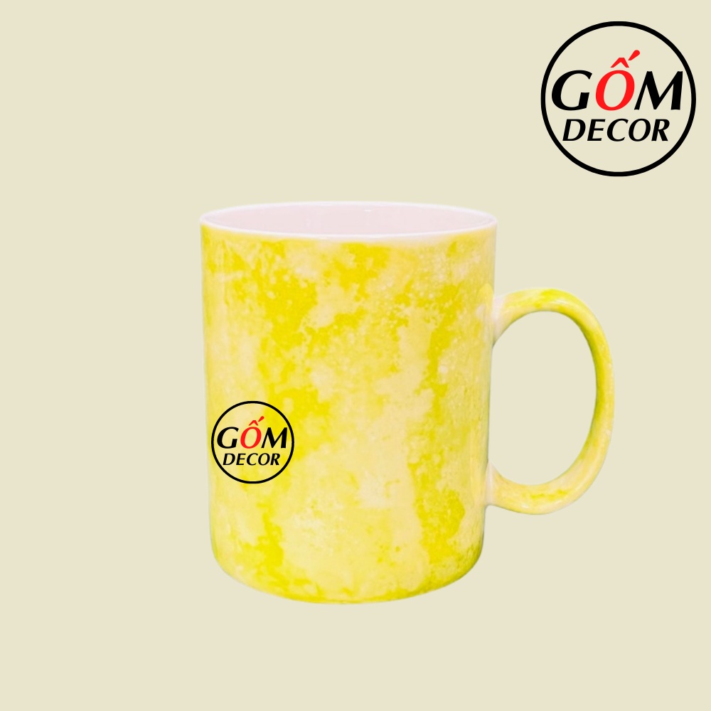 Cốc sứ Bát Tràng cao cấp men vân đá, ly sứ uống nước, trà, cà phê 330ml nhiều màu đẹp