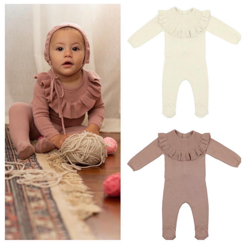 B540 - Bộ len riềm trơn màu sang chảnh xuất Us bé gái