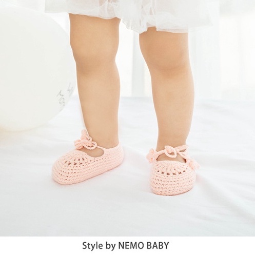 [HÀNG CỰC ĐẸP] Giày sơ sinh công chúa cho bé gái chất liệu len đan cực mềm mịn để chụp ảnh đầy tháng làm quà tặng