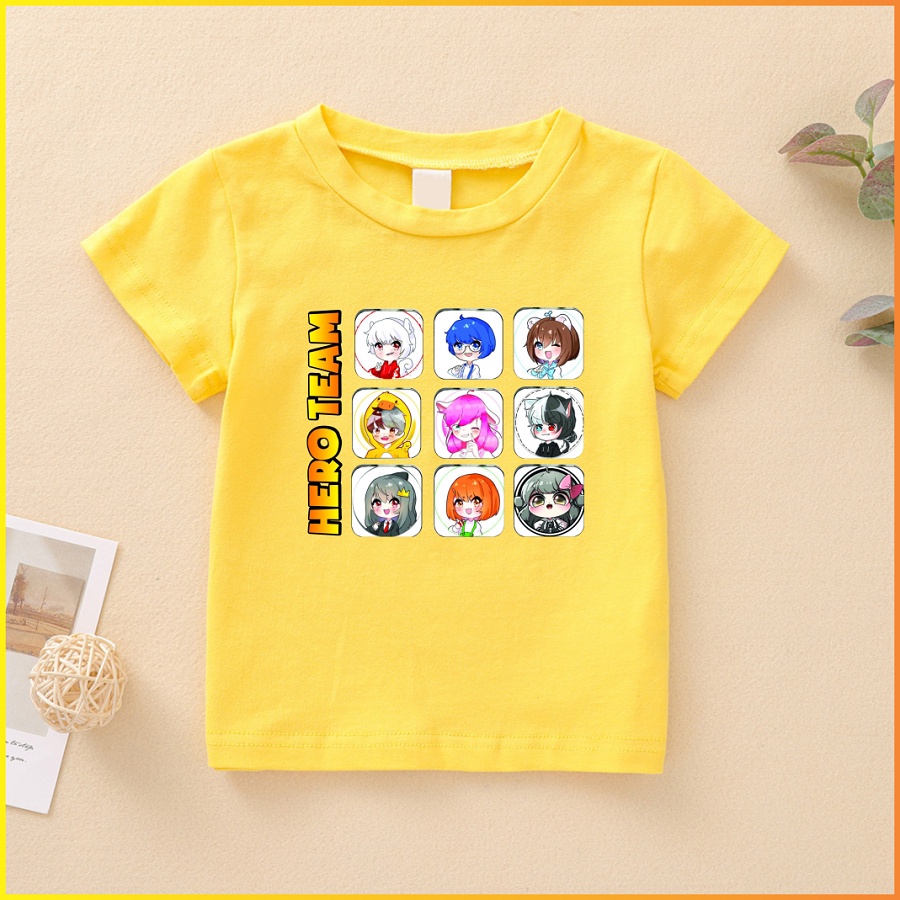 Áo Hero team màu vàng cực chất mini world cho bé trai bé gái