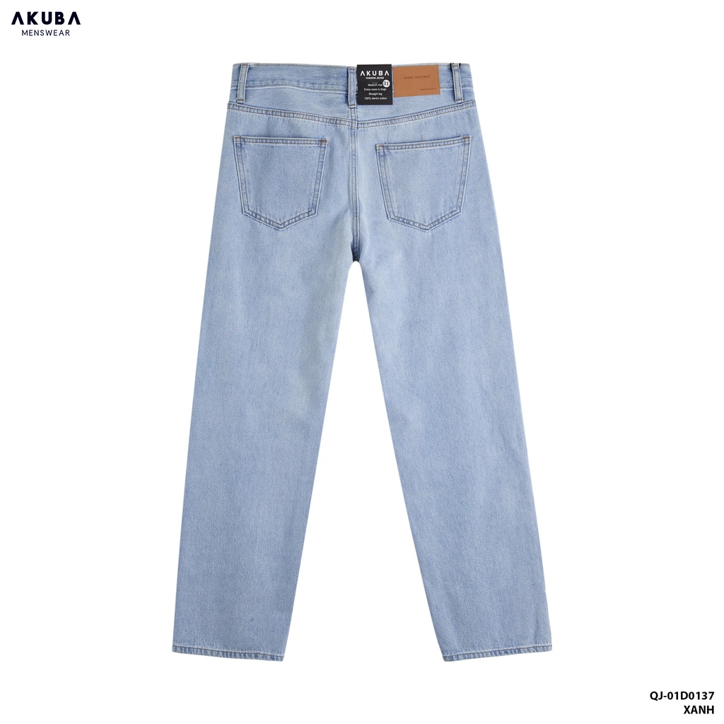 Quần jeans nam dài AKUBA form reugular, dáng quần rộng, quần baggy ống đứng chất cao cấp | 01D0137