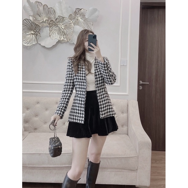 BÁN SỈ ÁO VEST KẺ ZICAC ĐEN TRẮNG CHO NỮ